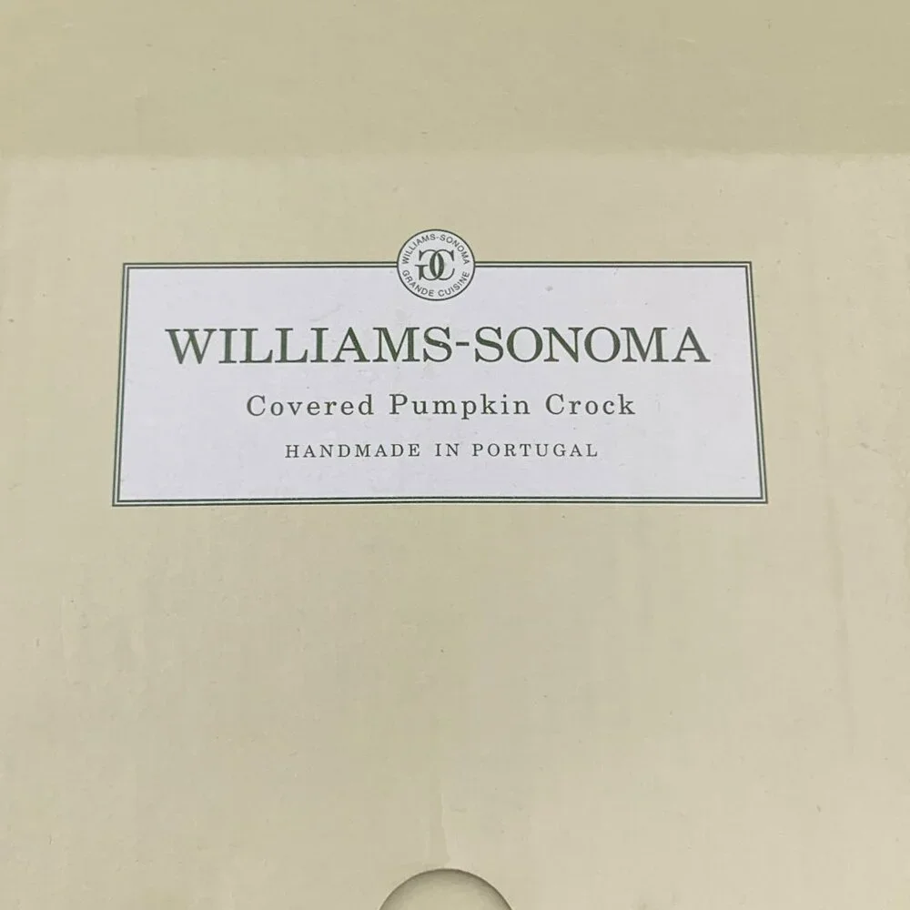 Williams-Sonoma Covered Pumpkin Crock Soup Bowl Orange Ceramic Handmade Portugal
